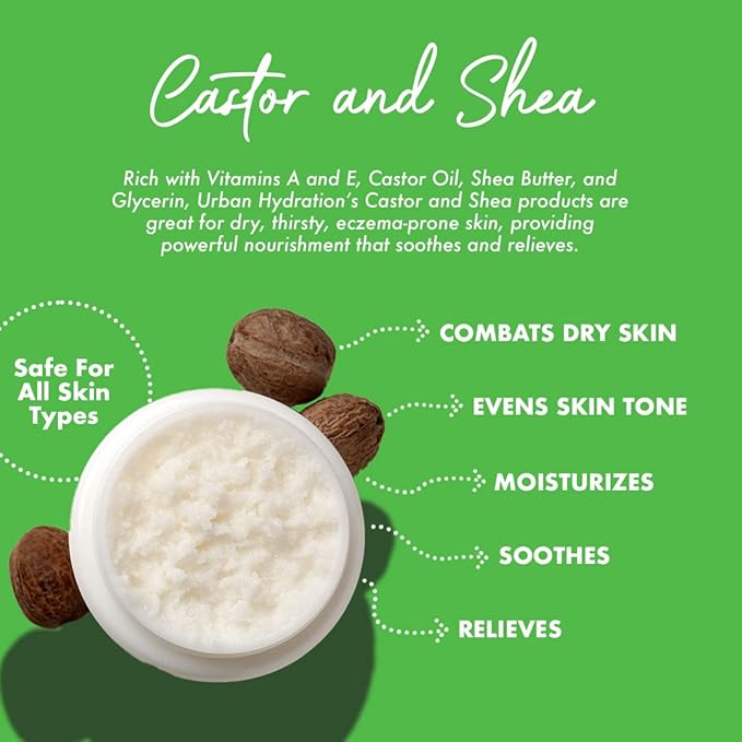 Urban Hydration Nourish and Rehydrate Castor and Shea Night Cream | Helps with Acne, Detoxes, Refreshes and Smooths Skin Overnight, Anti-Aging Benefits For All Skin Types | 2 Fl Ounces