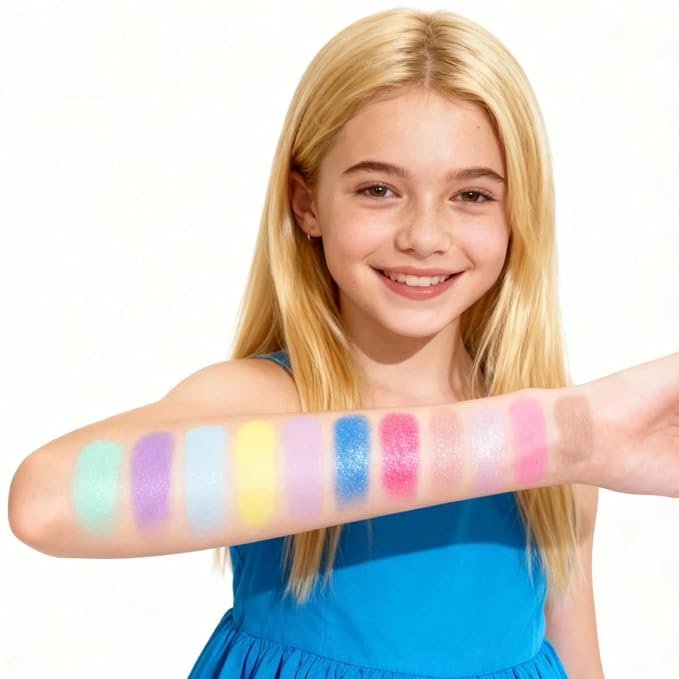 Alice in Wonderland 55 Well Eye Shadow Palette with Mirror, Makeup for Girls and Teens, Shimmery and Matte Colors, by Townley Girl