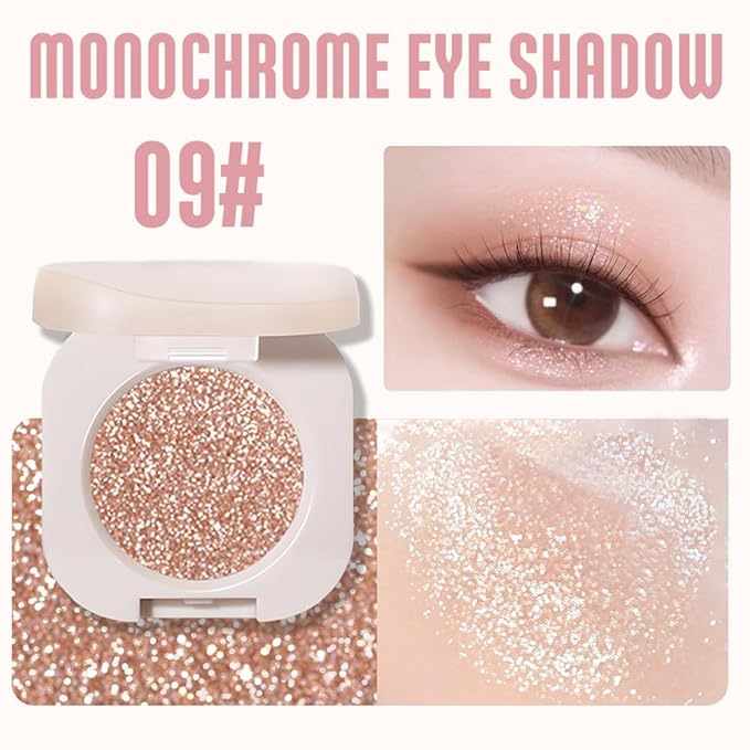 Glitter Shimmer Sparkle Eyeshadow Palette Makeup for Green Blue Eyes, Light Brown Glitter Shimmer Metallic Holographic Multichrome Cream Iridescent Single Monochrome Eye Shadow Makeup