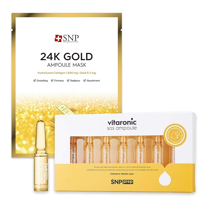 SNP [K Beauty 24K Gold Ampoule Sheet Mask & Vitaronic SOS Ampoule