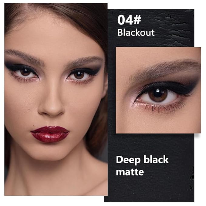 Dark Black Matte Eyeshadow – Smoked Eye Shadow, Daily Waterproof Long-Lasting Eyeshadow Powder Palette for Women Neutral Eye Makeup sombras para ojos (04)