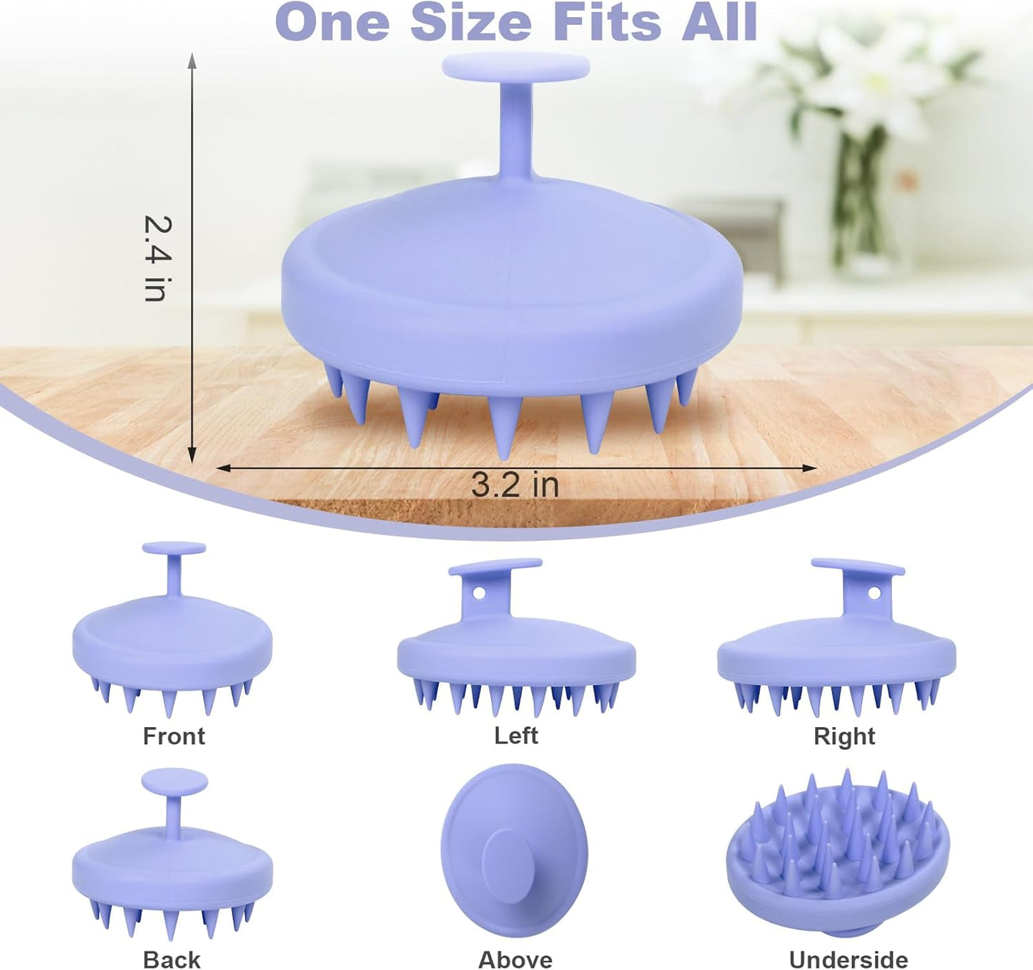 Silicone Scalp Massager, Scalp Scrubber for Hair Growth with Soft Bristles, Scalp Exfoliator Brush Dandruff Removal Shampoo Brush for Wet Dry Scalp Care (Light Purple)