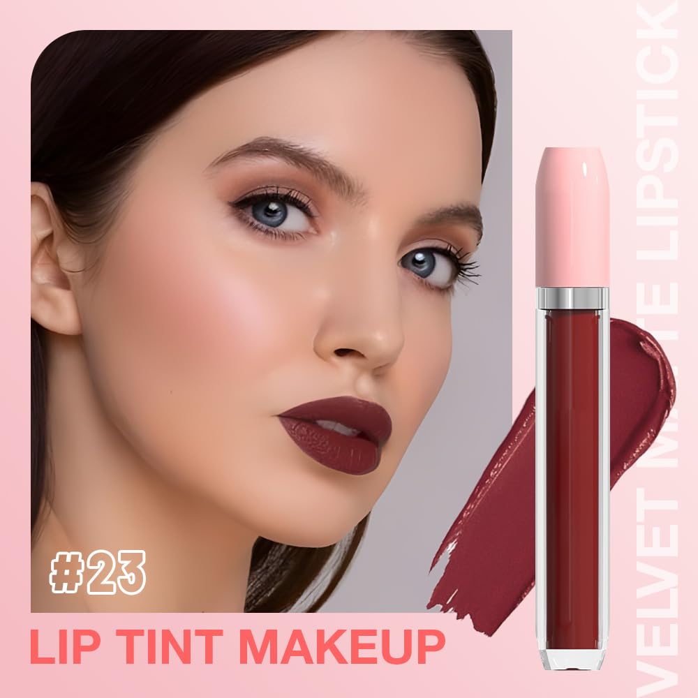 BINGBRUSH Super Matte Longwear No-Budge Stay On Smudge Proof Liquid Lipstick Long Lasting Makeup for Women,Highly Pigmented Color and Instant Shine, Cheeky