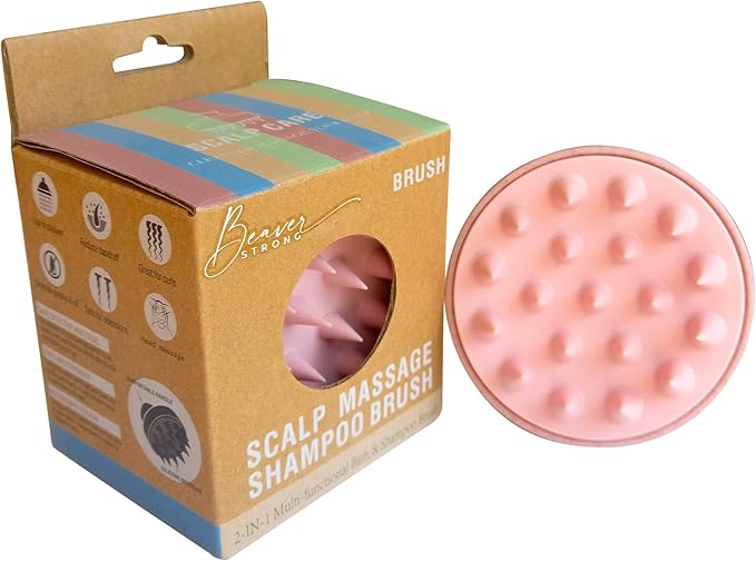 Shampoo Massager Brush, Silicone Scalp Cleanser and Head Scrubber Round Brush for Shower and Hair Care (Pink)