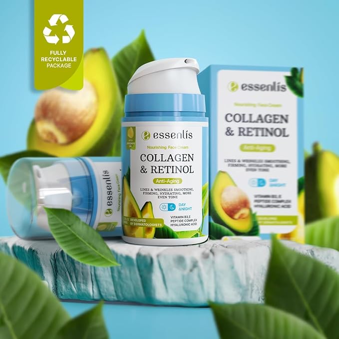 Face Moisturizer Collagen Cream, Anti Aging Face Cream with Retinol Hyaluronic Acid Vitamin B, Day & Night Anti-Wrinkle Moisturizing Cream for Women & Men, 1.7 Fl Oz