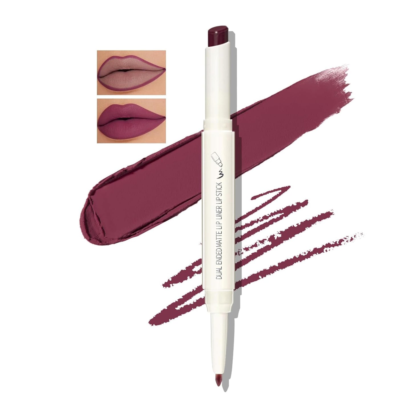 Boobeen Double-ended Lipstick Lip Liner Makeup Velvet Lipgloss Lipstick, Creamy Lip Pencil for Women Matte Long-lasting Matte Satin Finish, Nourishing and Non-fading (06#)