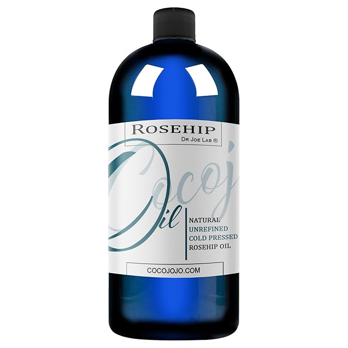 Dr Joe Lab Rosehip Oil for Face, Rosehip Oil, Pure Unrefined Cold Pressed All Natural for Hair Skin Face Body Nails - 32 Oz