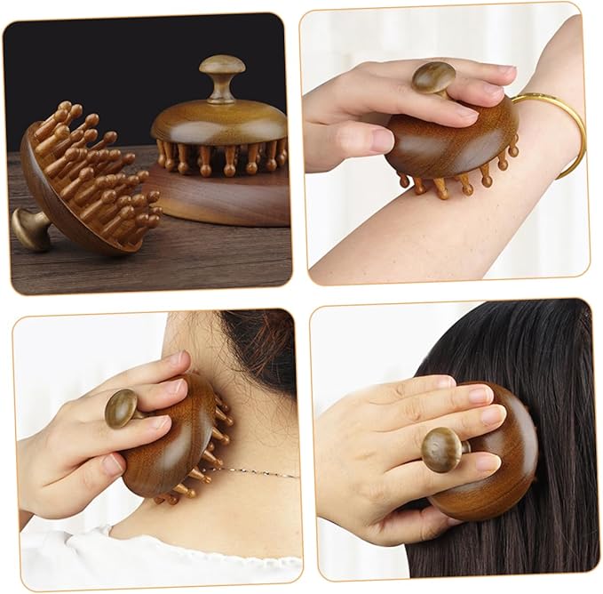 Sandalwood Small Massage Comb and Hair Brush - Scalp Massager, Hair Detangler, and Styling Tool for Natural Hair