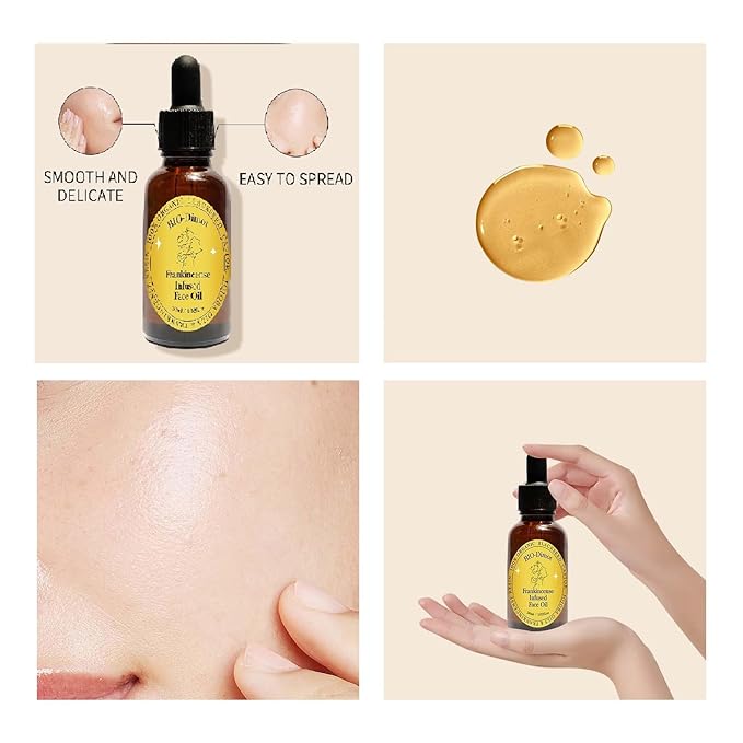 Frankincense Resin Oil, Natural Castor and Jojoba Oils Cold Pressed Serum Face Hydrates Anti-Aging Organic Frankincense Oil. -3Pcs