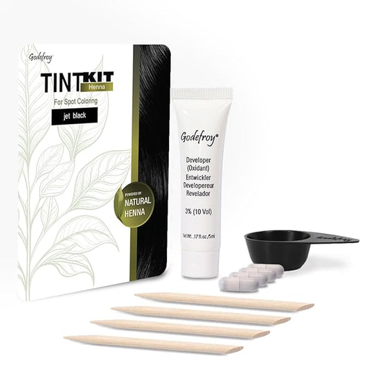 Godefroy Powered by Henna - Tint Kit 4 Applications | Jet Black | Spot Hair Color Powered by Natural Henna