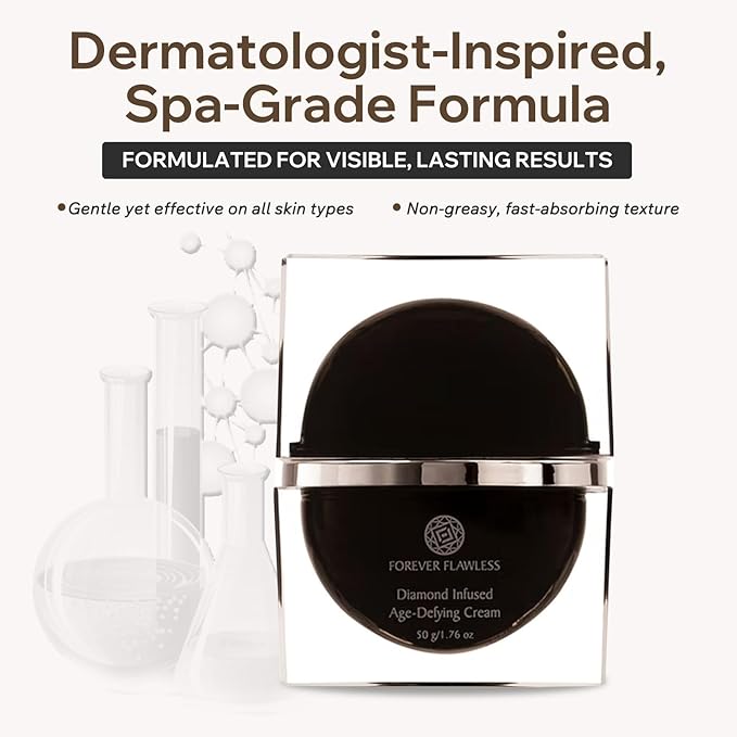 Forever Flawless Diamond Infused Age-Defying Face Cream - Hydrating Night Creams with Natural Diamond Powder for Smooth & Soft Skin - Lightweight Anti-Wrinkle Face Cream for Daily Skincare Routine