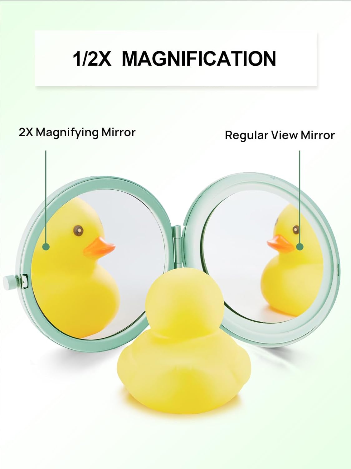 Compact Mirror for Purse, Double-Sided 1X/2X Magnifying Metal Pocket Makeup Mirrors(Round, Cyan)