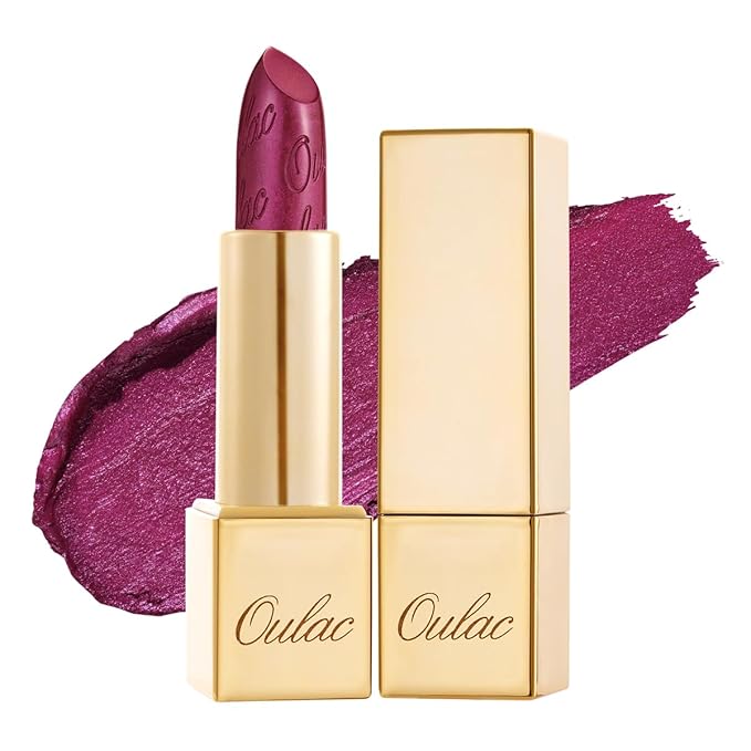 Oulac Purple Lipstick for Women with Metallic 3D Shine Lightweight Hydrating Formula, High Impact Lip Color, Vegan Beauty, Full Coverage Lip Makeup, Christmas Gifts for Women, Sugar Plum (04)