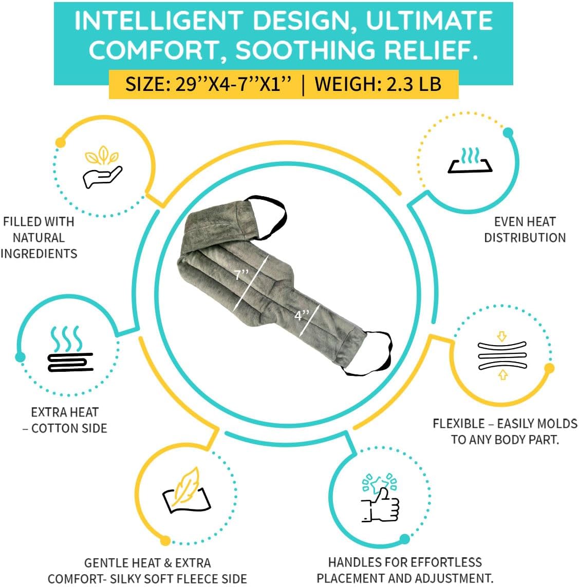 Microwavable Heating Pads For Neck Pain Relief, Back Pain, Shoulder Pain Relief - Microwave Heating Pad For Cramps And Muscle Relief, Hands-Free Heat Pack For Tense Muscle - 2 Packs - Lavender Scented