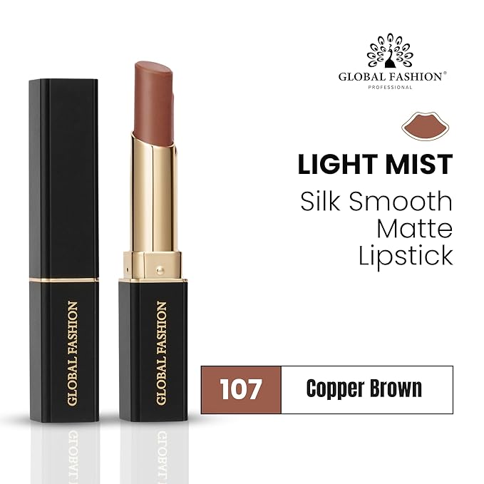 Global Fashion Silk Smooth Matte Lipstick – Long-Lasting, Luxurious Color, Rich Hydration, Lightweight Formula, Lightweight Matte Lip Color for Women, Available in Multiple Shades (107, 0.12 oz)