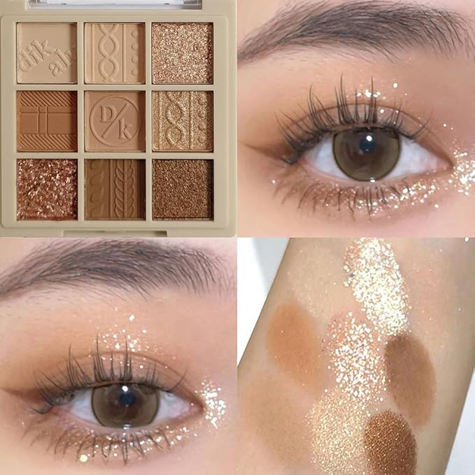 Eyeshadow Palette Makeup- 9 Colors Eyeshadow Palette Matte Shimmer Korean Natural Eye Shadow palettes Highly Pigmented Naturing-Looking Long Lasting (15#)