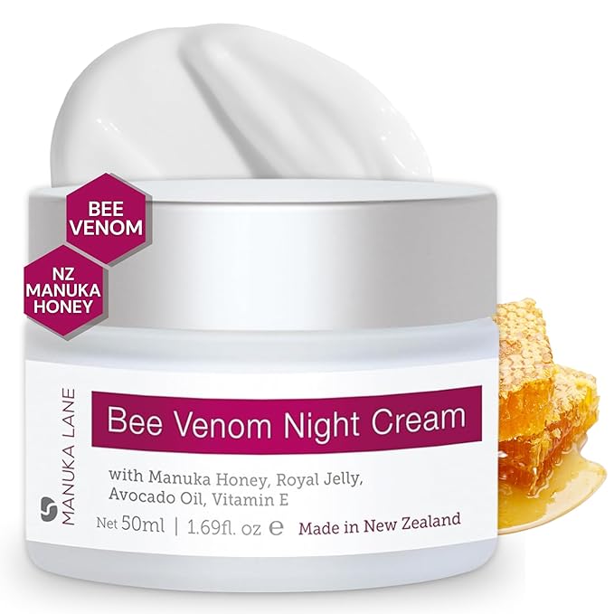 Manuka Lane Bee Venom Night Cream for Face and Neck with Sweet Almond Oil, Kernel Oil, Plant Extracts & Vitamin E | Plant Based Formula | Carefully formulated to keep your skin young and healthy!