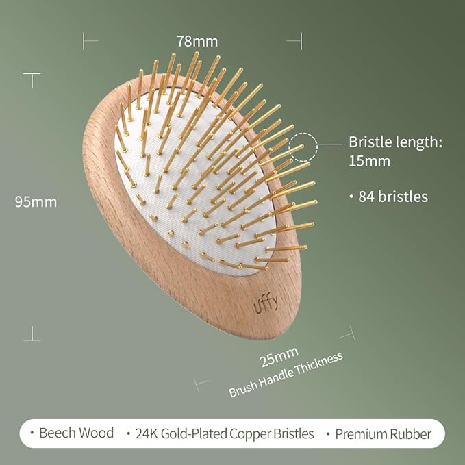 Uffy Acubrusher – Bamboo Bristle Gua Sha Hair Brush - Ergonomic Scalp Massager for Dandruff & Hair Growth, Suitable for All Hair Types - Ideal Gift for Mom in Turquoise Blue