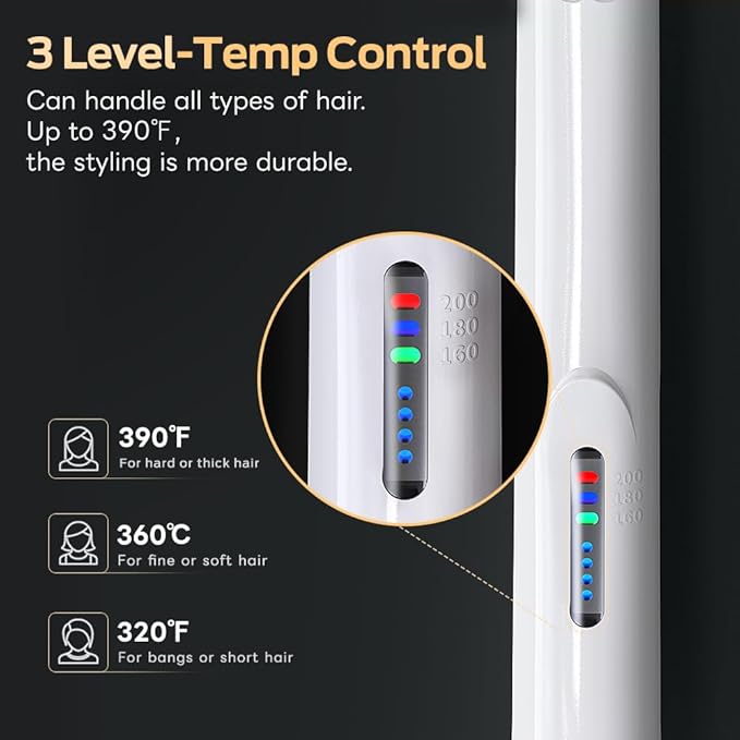 Cordless Hair Straightener and Curler 2 in 1 Ceramic Flat Iron Mini Cordless Portable Travel Hot Tools Straight Curl for Women Men USB Rechargeable with Pouch (White)