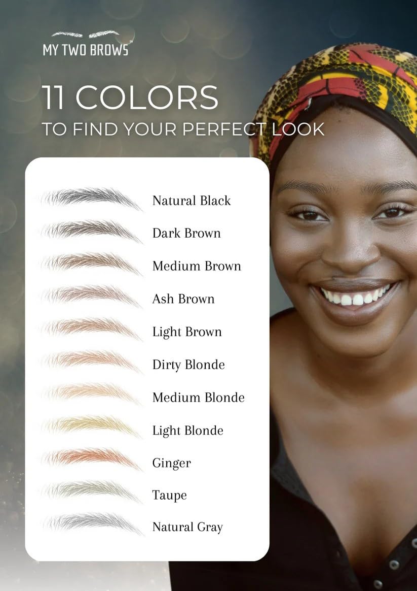 (10 pairs) Natural Gray Temporary Eyebrow Tattoo - Large Size - Waterproof & Smudgeproof - Everyday Brow Style Eyebrow Stickers - Sheet Lasts up to 30 Days - Won't Work on Existing Brows