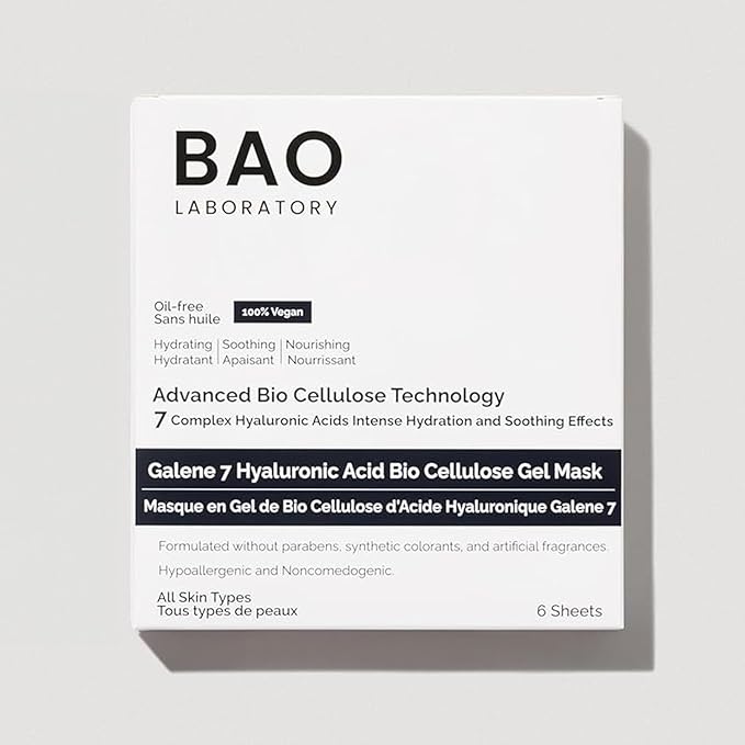 Galene 7 Hyaluronic Acid Bio Cellulose Gel Mask | Intense Hydration & Soothing Effects for Face | Skin Care Face Facial Mask | 100% Vegan, 330 g (6 pairs)