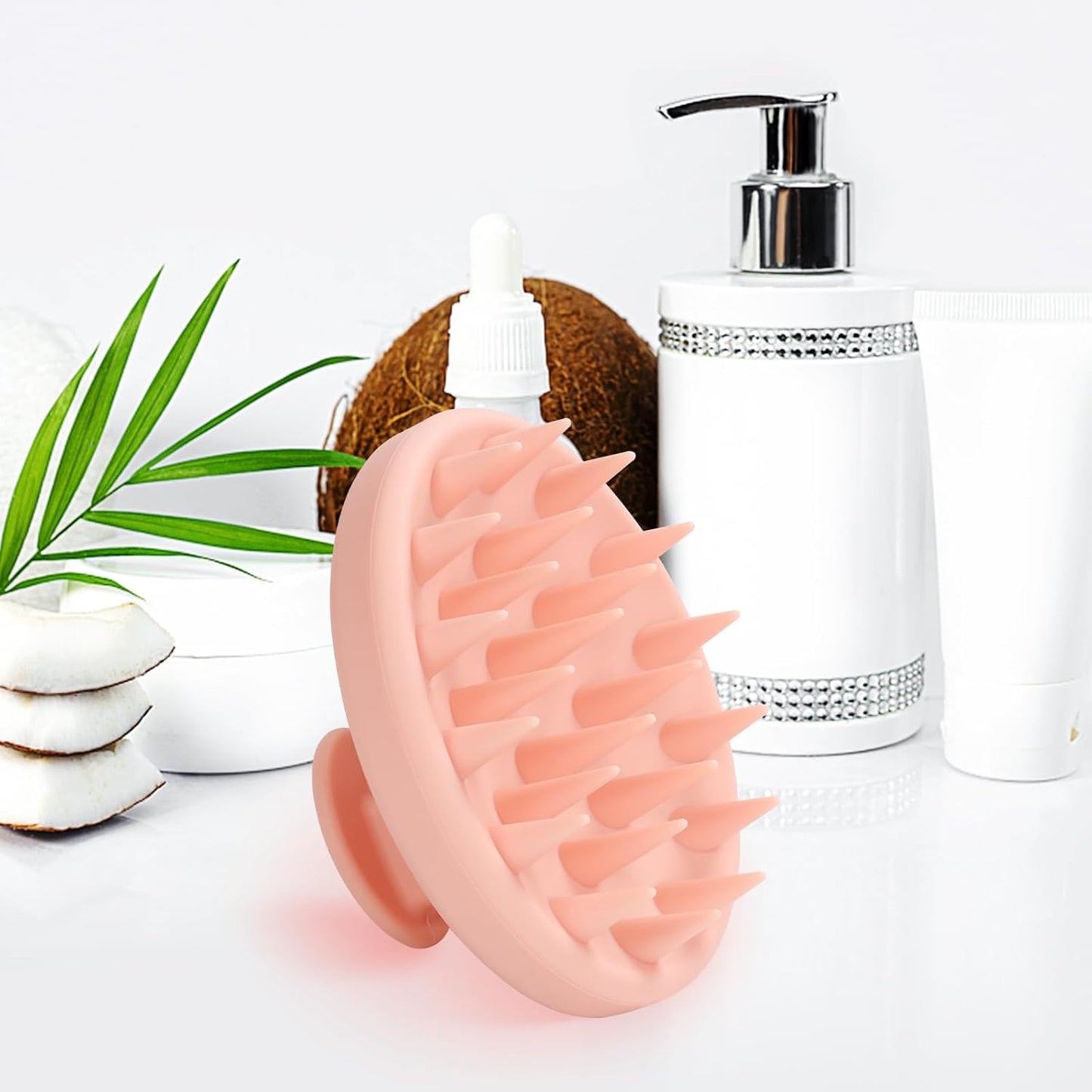 Silicone Scalp Massager, Scalp Scrubber for Hair Growth with Soft Bristles, Scalp Exfoliator Brush Dandruff Removal Shampoo Brush for Wet Dry Scalp Care (Pale Pink)