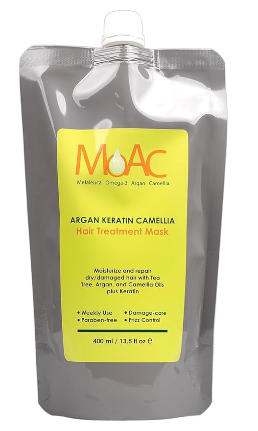 Moac Argan Keratin Camellia Hair Treatment Mask 13.5 fl.oz., Lightweight Moisturizing Hair Mask