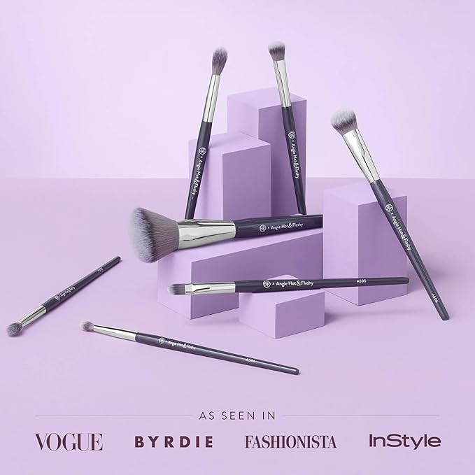 BK BEAUTY BRUSHES - ANGIE HOT & FLASHY Brush Set (7PC) - Viral Under-Eye Concealer, Eye Shadow, | Bronzer, Blush & Highlighter Makeup Brushes