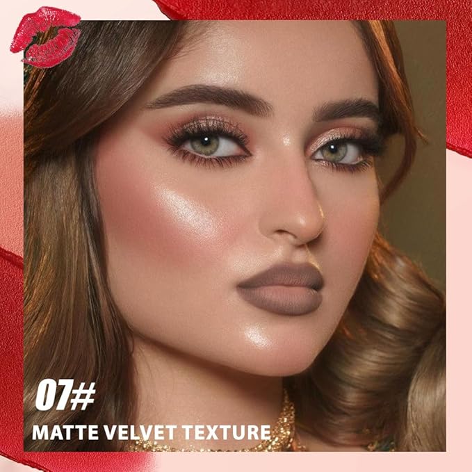 Matte Lip Lipstick Crayon Lip Liner Thick Pencil, High-Pigment Outline lips, Non-sticky Matte Velvet Texture, Waterproof & Smudge-Proof Longwear Pigmented, Fit for all tones 07#