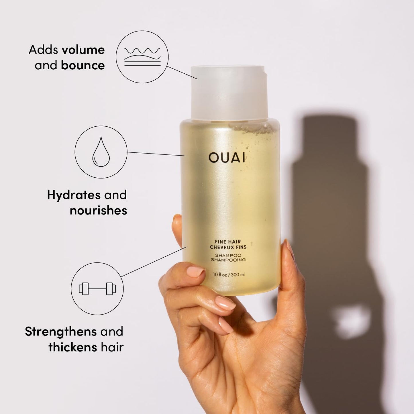 OUAI Fine Hair Shampoo & Conditioner Set, Travel Size - Volumizing Shampoo & Conditioner - With Strengthening Keratin, Biotin & Chia Seed Oil - Sulfate, Paraben & Phthalate Free (3 Oz)