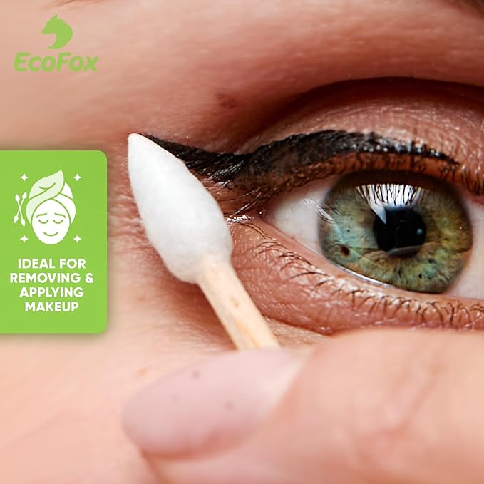 Precision Tip Bamboo Cotton Swabs 500 Count | Eco-Friendly & Pure Cotton Buds | Double Tipped Sticks | 100% Plant-Based & Natural | Perfect for Nails & Makeup, Fine Cleaning, Arts & Crafts