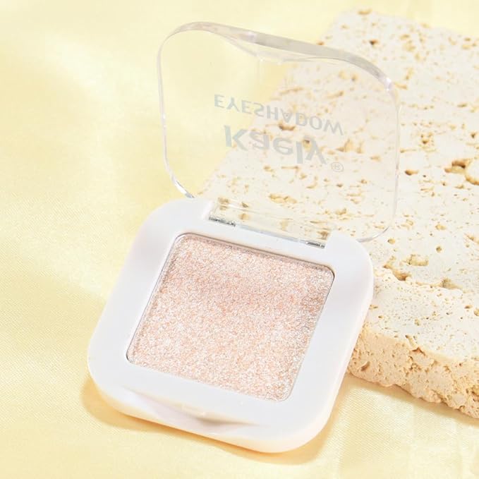 Sheer White Nude Glitter Eyeshadow – Champagne Shimmer Eye Shadow, Daily Waterproof Long-Lasting Eyeshadow Powder Palette for Women Neutral Eye Makeup sombras para ojos (02)