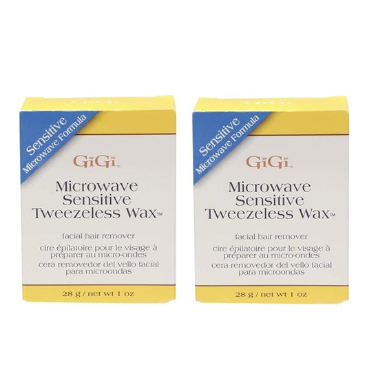 GiGi Microwave Tweezeless Wax, Non-Strip Waxing Kit Gentle Remover for Sensitive Skin, Painless Hair Removal - 2 Pack