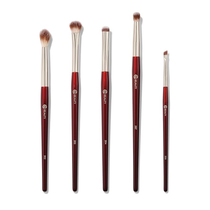 BK BEAUTY - BRUSH SET FOR HOODED OR SMALLER EYES (5PC) - Eyeshadow Brush Set for Blending, Smudging & Defining Eyeshadow and Eyeliner | Premium Eye Makeup Brushes for Precise Application