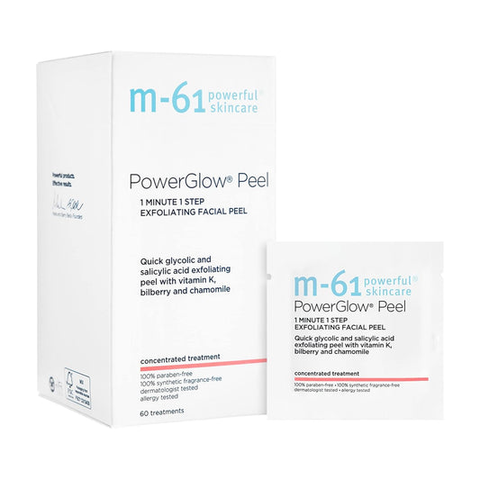m-61 PowerGlow Peel | Exfoliating Facial Peel With Glycolic, Salicylic Acid. 1 Minute, 1 Step - 60 Treatments