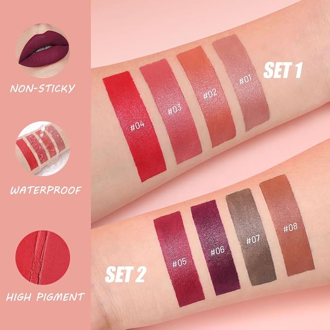 Matte Lip Lipstick Crayon Lip Liner Thick Pencil, High-Pigment Outline lips, Non-sticky Matte Velvet Texture, Waterproof & Smudge-Proof Longwear Pigmented, Fit for all tones 04#