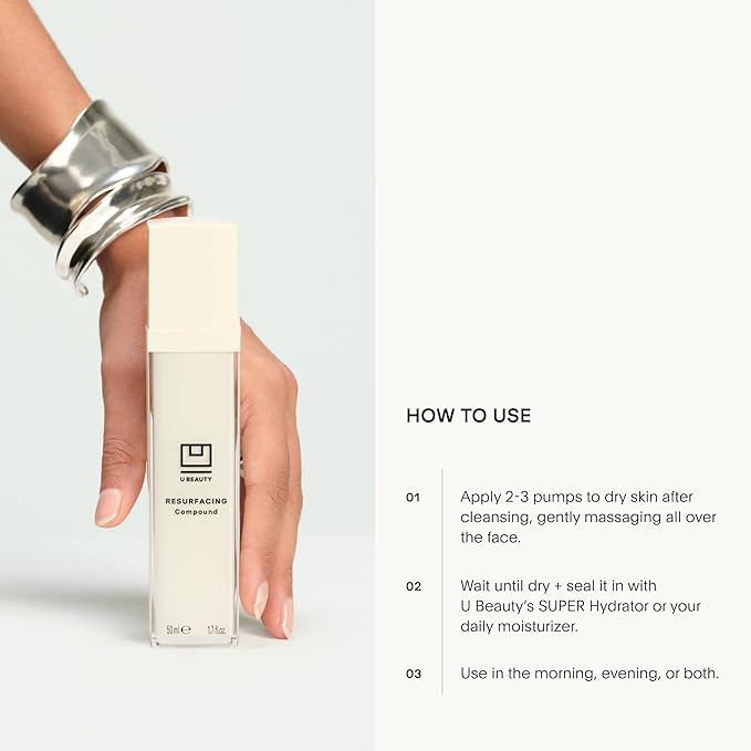 U Beauty Resurfacing Compound Serum - Renew & Illuminate Face Serum - Advanced 8-in-1 Formula with Vitamin C, Retinol, Hyaluronic Acid, & Peptides - Targets Fine Lines, Pores- 1.0 fl.oz