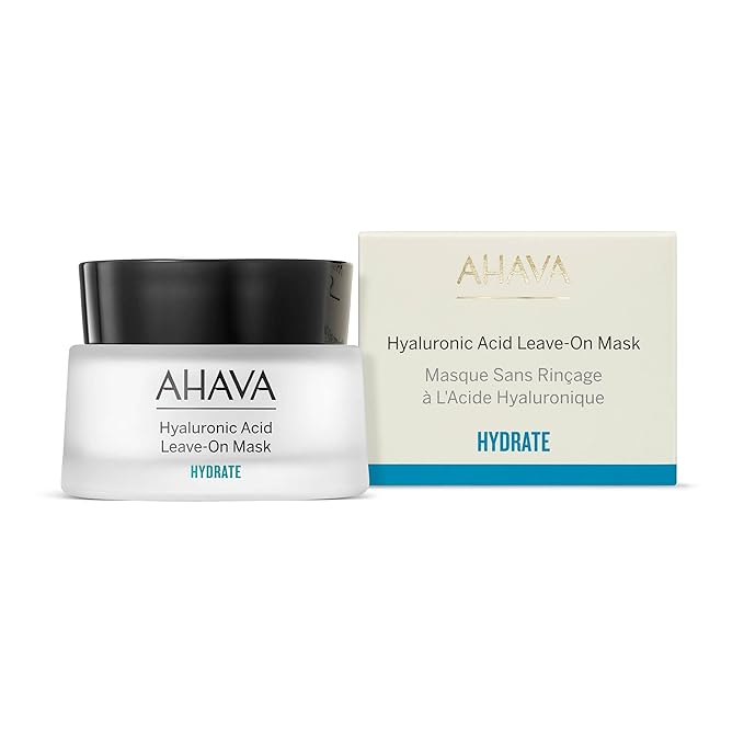 AHAVA. Hyaluronic Acid Leave-On Mask - Rich hydrating mask to replenish hydration, softens, smoothness & prevents moisture loss, with Osmoter, Hyaluronic Acid & ATPeptides, 1.7 Fl.Oz