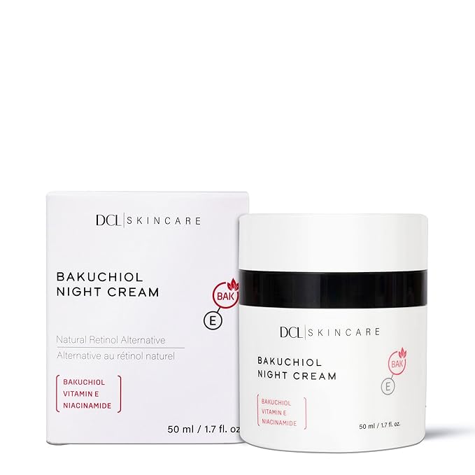 DCL Skincare Bakuchiol Night Cream Natural Retinol Alternative with Niacinamide and Vitamin E, 1.7 mL
