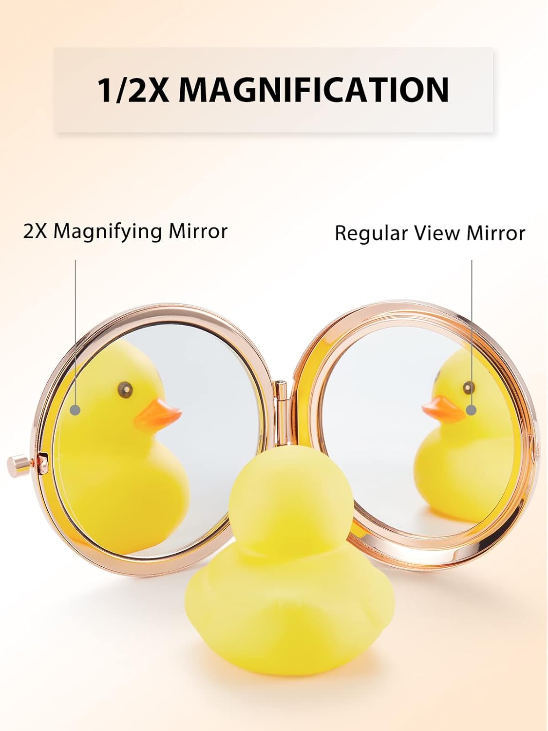 Compact Mirror Bulk, Set of 2 Double-Sided 1X/2X Magnifying Purse Pocket Makeup Mirrors(Round, Rose Gold)