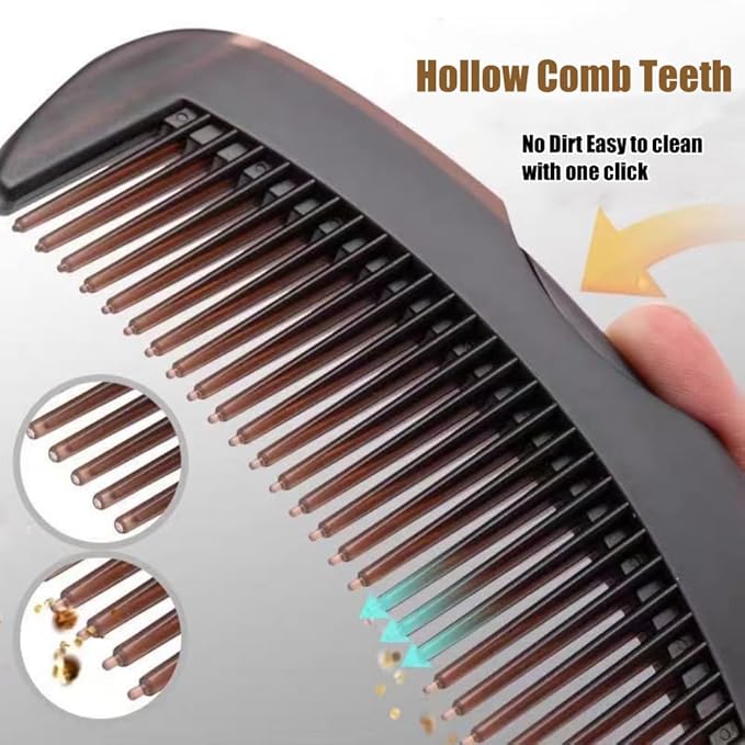 Dandruff comb, Removes Dandruff and Dirt for Women and Men, Massage Comb, Protect Scalp, Hollow Design, Clean up Oily Hair (Brown)