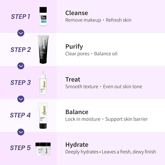 [New Years Gift Set] coxir K-Beauty Seoul Glow Set – 5-Step Korean Skincare Routine with TXA & Black Rice – Cleansing oil, Mask Cleanser, Ampoule, Balm & Moisturizer,korean skincare,Holiday Gift