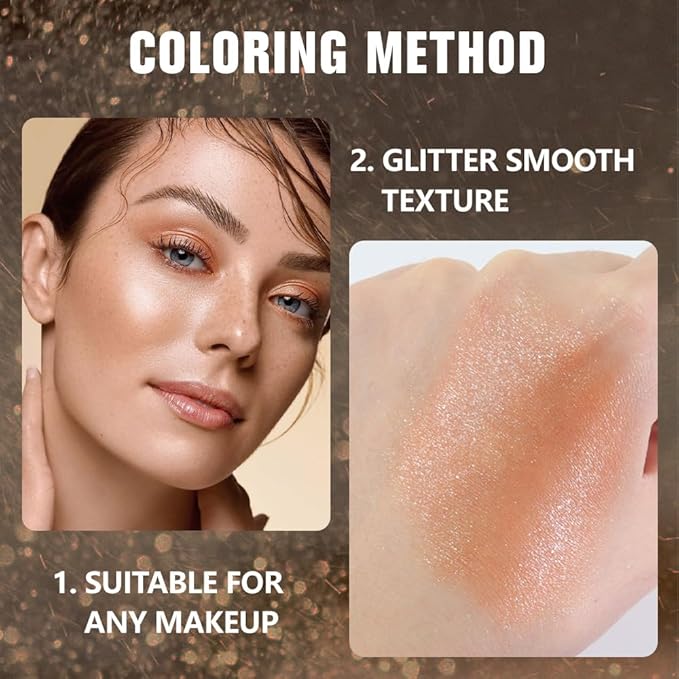 evpct Champagne Gold Glitter Eyeshadow Palette Single, Nude Gold Pink Shimmer Sparkle Cream Eye Shadow Palette Brightener Makeup for Older Women, High Pigment Long Lasting Monochrome Mini Eyeshadow