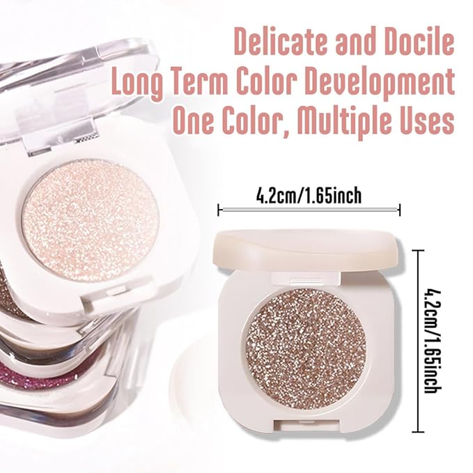 Monochrome Glitter Eyeshadow - Nude Gold Brown Shimmer Eye Shadow, Talc-Free, Paraben-Free, Cruelty-Free, Long-Lasting Single Eyeshadow Palette for Everyday & Special Occasions 10#