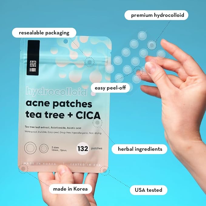 LE GUSHE Korean Pimple Patches for Face (132 Dots) - Hydrocolloid Acne Patches with Tea Tree Oil - Invisible Zit Stickers - Dermatologist Tested - Korean Skin Care