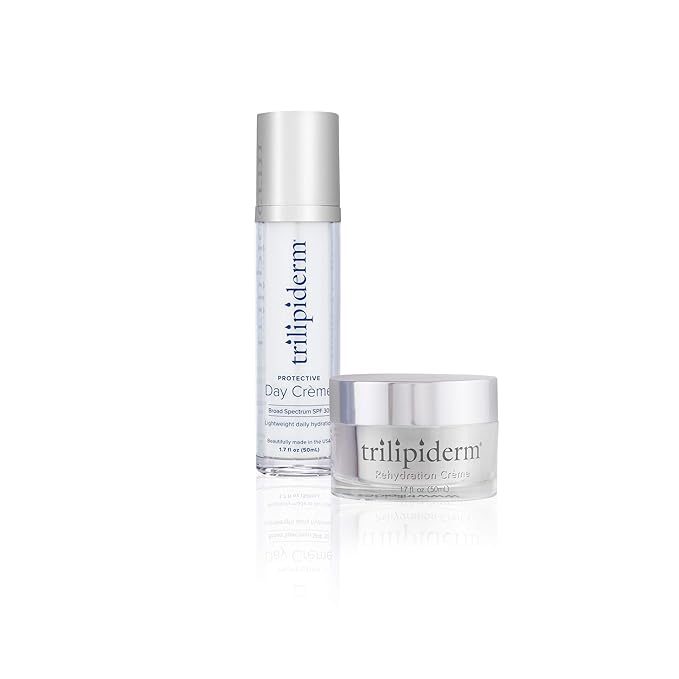 Trilipiderm Sightseer Bundle – Protective Day Cream Broad Spectrum SPF 30 and Rehydration Night Crème Set – Travel Size
