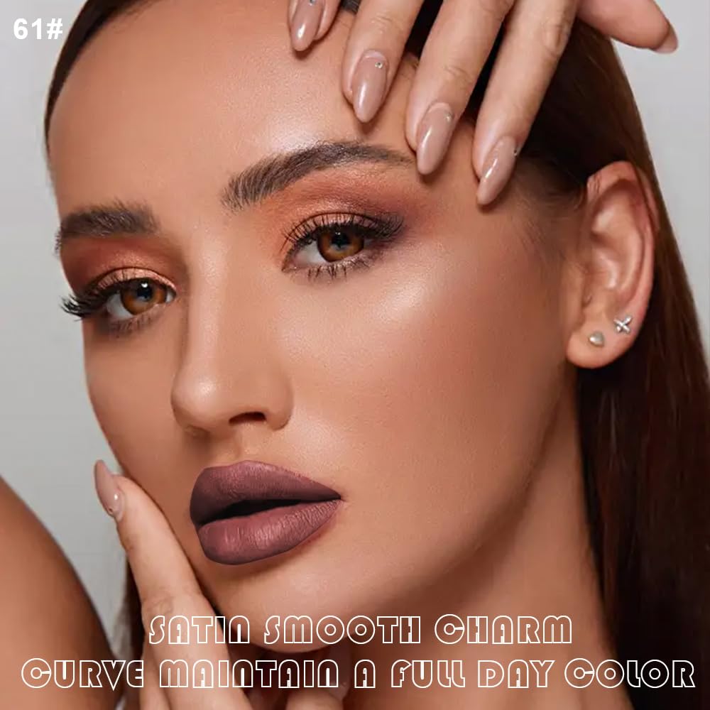 evpct 2Pcs Nuetral Nude Matte Lip Liner and Lipstick Combo Set for Women, Nude Lip Combo Set Liquid Lips Stick Gloss and Lipliner Stain Set Long Lasting Waterproof, Lips Makeup Pack 24 Hours originale