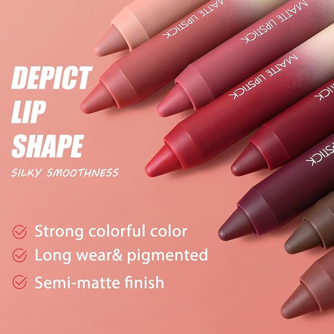Matte Lip Lipstick Crayon Lip Liner Thick Pencil, High-Pigment Outline lips, Non-sticky Matte Velvet Texture, Waterproof & Smudge-Proof Longwear Pigmented, Fit for all tones 07#