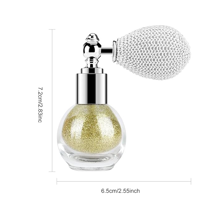 KYDA Highlighter Powder Spray, High Glossy Shimmer Sparkling Powder for Face and Body Glitter Makeup, Body Glitter Spray, Pale Golden