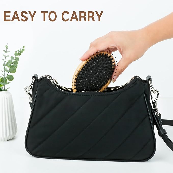 Boar Bristle Hair Brush Combtter Smoothing Scalp Stimulator & Boar Bristle Brush for Added Hair Shine, Moisture & Volume - Tame Frizz & Help Remove Buildup